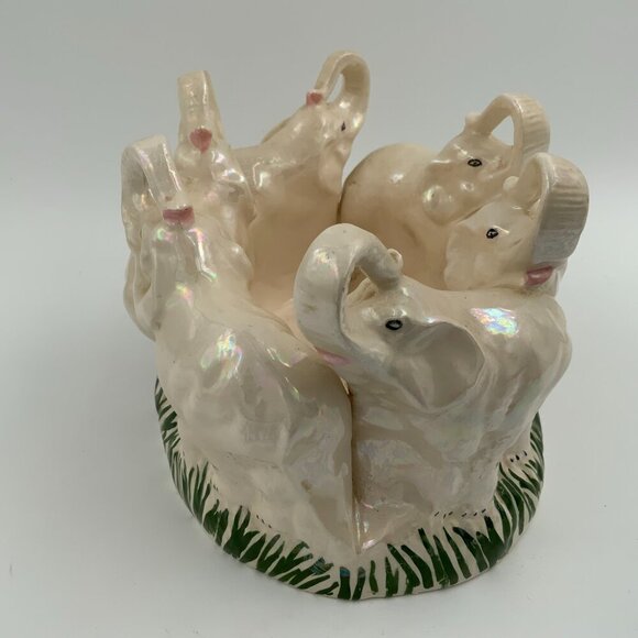 Vintage Ring of 6 Elephants Planter, Holland Mold #2, Iridescent - Picture 2 of 9